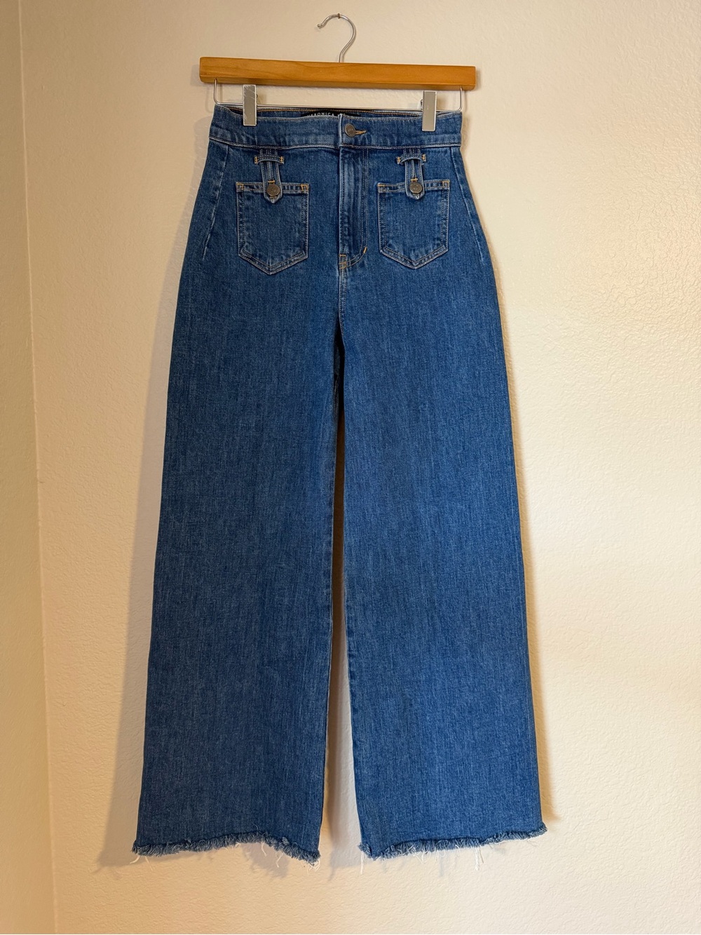 Veronica Beard Grant Extra High Rise Wide Leg Jeans 26 Lakewood Wash Denim